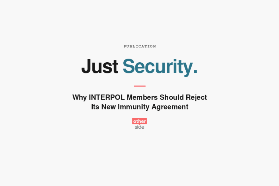 Accordo sull’immunità dell’INTERPOL: copertina dell’articolo su Just Security, giugno 2026